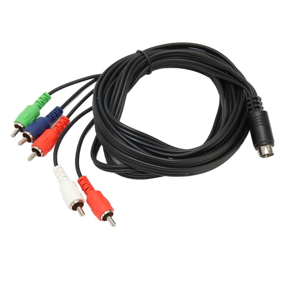 Vowen Mini 10 Pin AV DIN to 5 RCA Component Video Cable Replacement, AV Connection Wire Cord (Red Green Blue Red White) for TVs, Receivers, Monitors, Projectors, 6 Feet