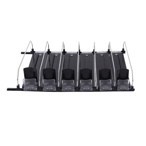 Vowen Self Pushing Drink Organizer Glide for Refrigerator 6 Rows Width Adjustable Spring Loaded Pusher Dispenser Rack 12.2 Inches Black