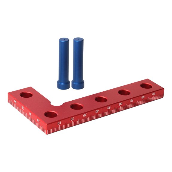 Vowen Small Square Center Finder Tool, Premium Aluminum Alloy 90 Degree Quick Measuring Square for Woodworking, Metric Scale Mini Center Scribe with 2 Pins, Anodized Red