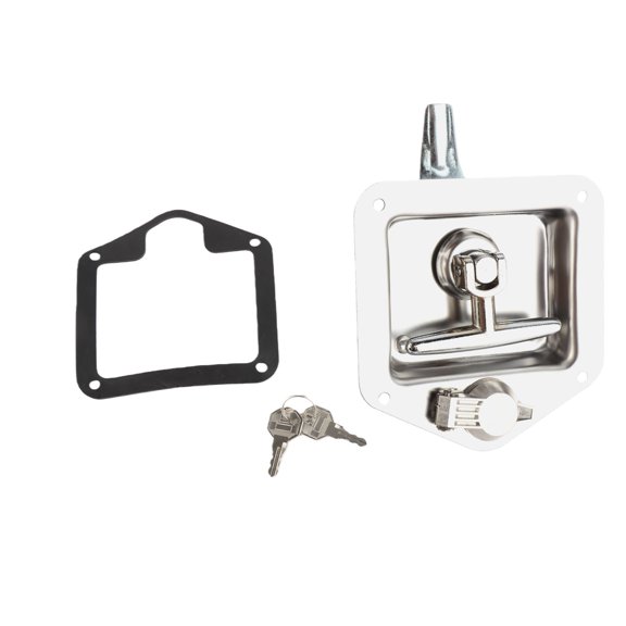 Vowen Truck Tool Box Latch Stainless Steel Flush Mount Toolbox Handle Latch Folding T Handle Lock for Homes Offices Commercial Cabinets with Keys and Rubber Pad