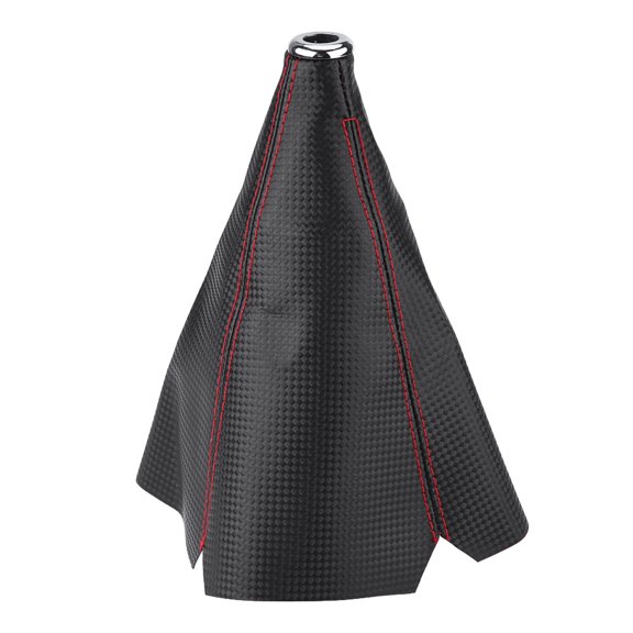 Vowen Universal Carbon Fiber Style PU Leather Gear Shift Knob Cover Red Stitch Gaiter Boot