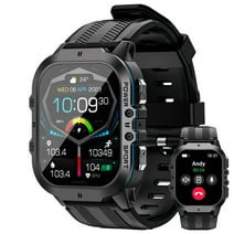 Vowtop Smart Watch for Men, 1.96" HD AMOLED, 10M Waterproof, Rugged Military (Answer/Calls/Dial) Fitness Tracker, Extra-Long Battery Life, AI Assistant/Sleep Monitor, Rectangular-Face, Black & Blue