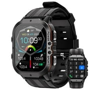 Vowtop Smart Watch for Men, 1.96" HD AMOLED, 10M Waterproof, Rugged Military (Answer/Calls/Dial) Fitness Tracker, Extra-Long Battery Life, AI Assistant/Sleep Monitor, Rectangular-Face, Black & Orange