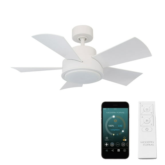 Vox Indoor and Outdoor 5-Blade 38in Smart Ceiling Fan in Matte White with 3000K LED Light Kit and Remote Control