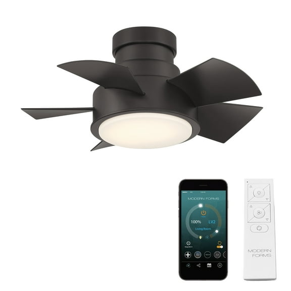 Vox 26" Bronze Dimmable LED Smart Flush Mount Ceiling Fan with Remote Control