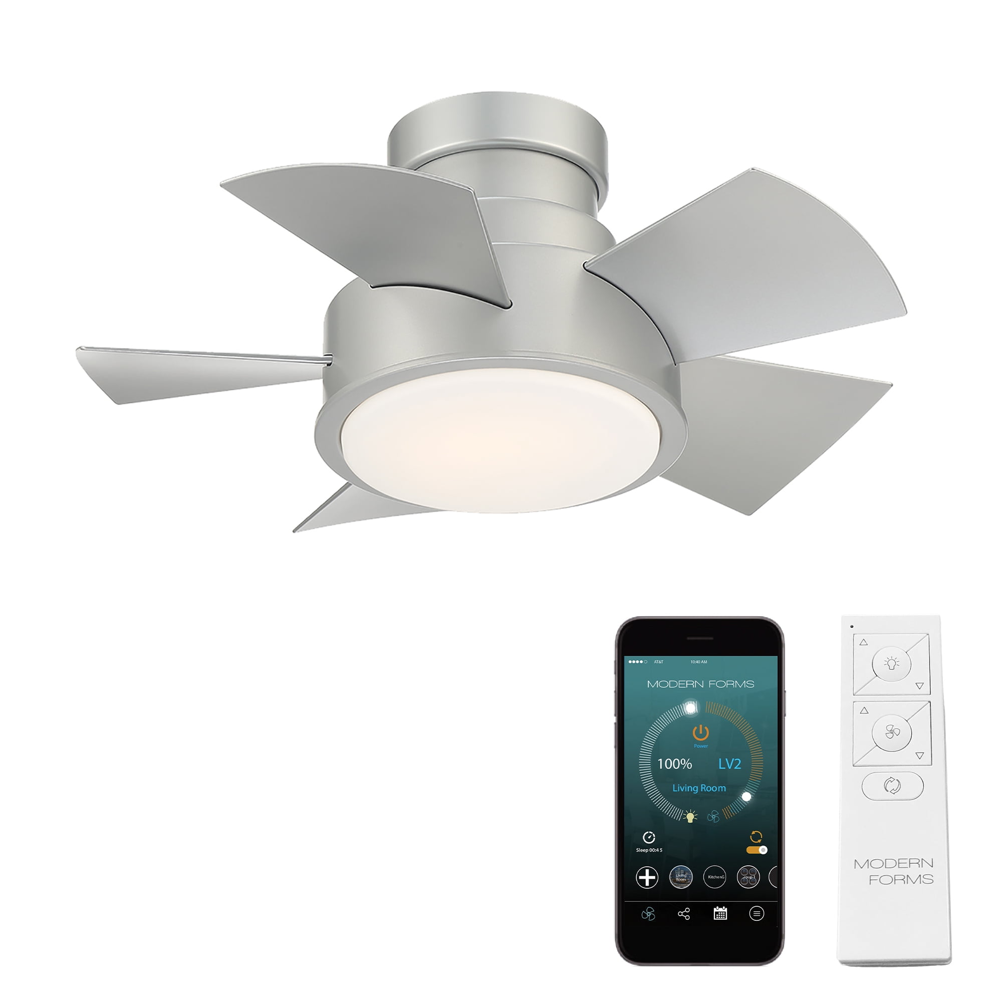 Vox 26" Titanium Silver Smart Ceiling Fan with LED Light and Remote