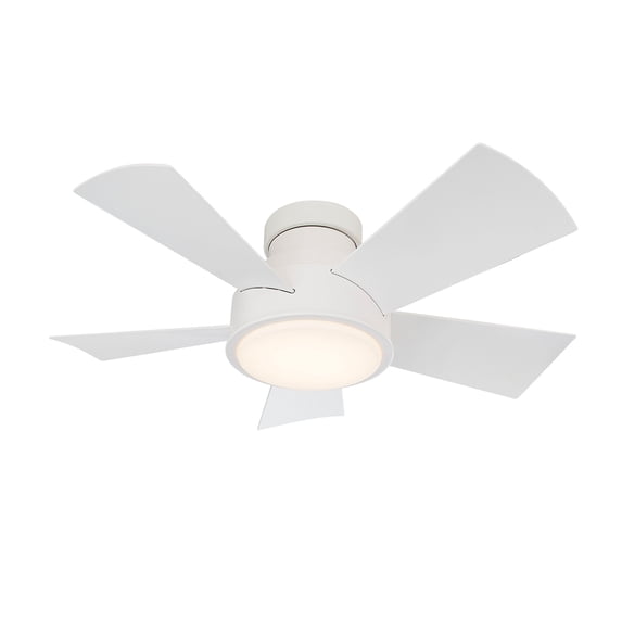 Vox Indoor and Outdoor 5-Blade Smart Flush Mount Ceiling Fan 38in Matte White with 3000K LED Light Kit and Remote Control