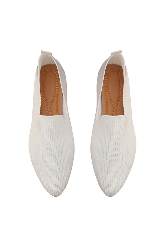Ladies Versatile 𝖫oafers with Flat Lazy Sole and Shallow Mouth Design for Comfort Women’s Ballet Flat Shoes Dress Knit Flat Shoes