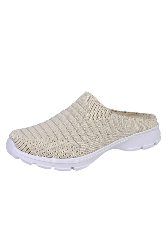 Mules for Women Summer 𝖮rthopedic Shoes with Arch-Support Air-Cushion 𝖲lip-On Walking Shoe Breathable Hollow Out Clogs Lightweight Open Back Shoes Comfortable Closed Toe Mules