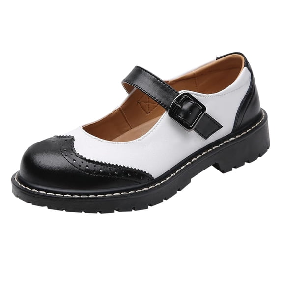 VoxSoles Womens Mary-Jane Shoes Round Toe Ankle Buckle Strap Chun𝗄y Heel Pumps Platform Casual for Comfortable Dressy Party Work 𝖮xfords