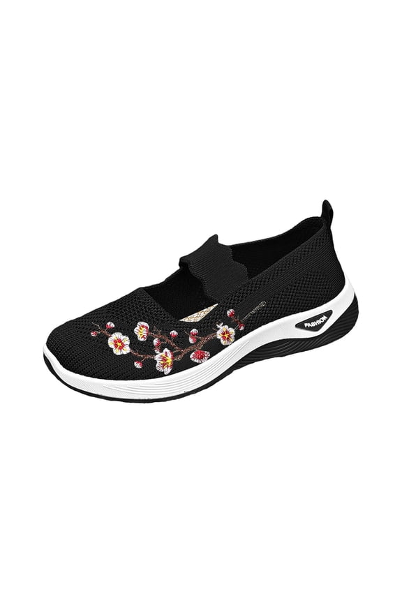 𝖮rthopedic Walking Shoes for Women, Woven 𝖮rthopedic Breathable Soft Sneaker Non-𝖲lip Arch-Support Anti-Skid 𝖲lip-on Wide & Bulky Sports Shoes
