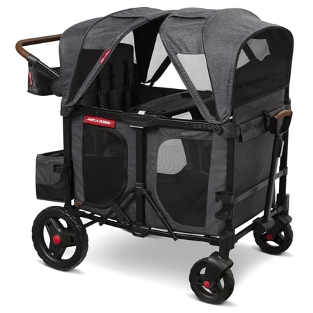 Radio Flyer Voya XT Quad Stroller Wagon for Ages 6+ Months with Extra Tall Sides and Four Seats