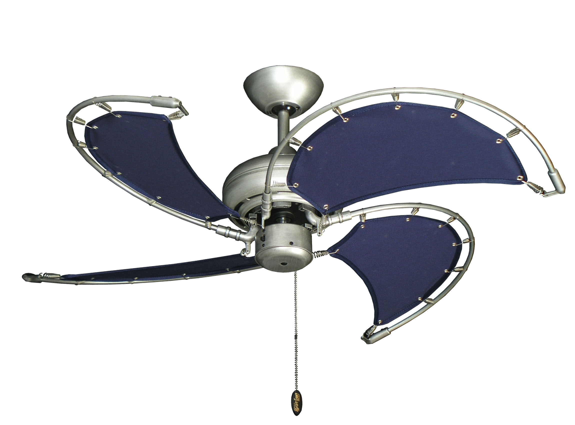 Voyage 40 in. Indoor/Outdoor Brushed Nickel Ceiling Fan with Blue Fabric Blades