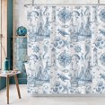 thumbnail image 1 of Voyage Nautical Shower Curtain, Sea Navy Sailboat Lighthouse Bathroom Curtain, Ocean Sail Theam Shower Curtain Set with 12 Hooks for Bathroom, Blue White, 72Wx84L, 1 of 6