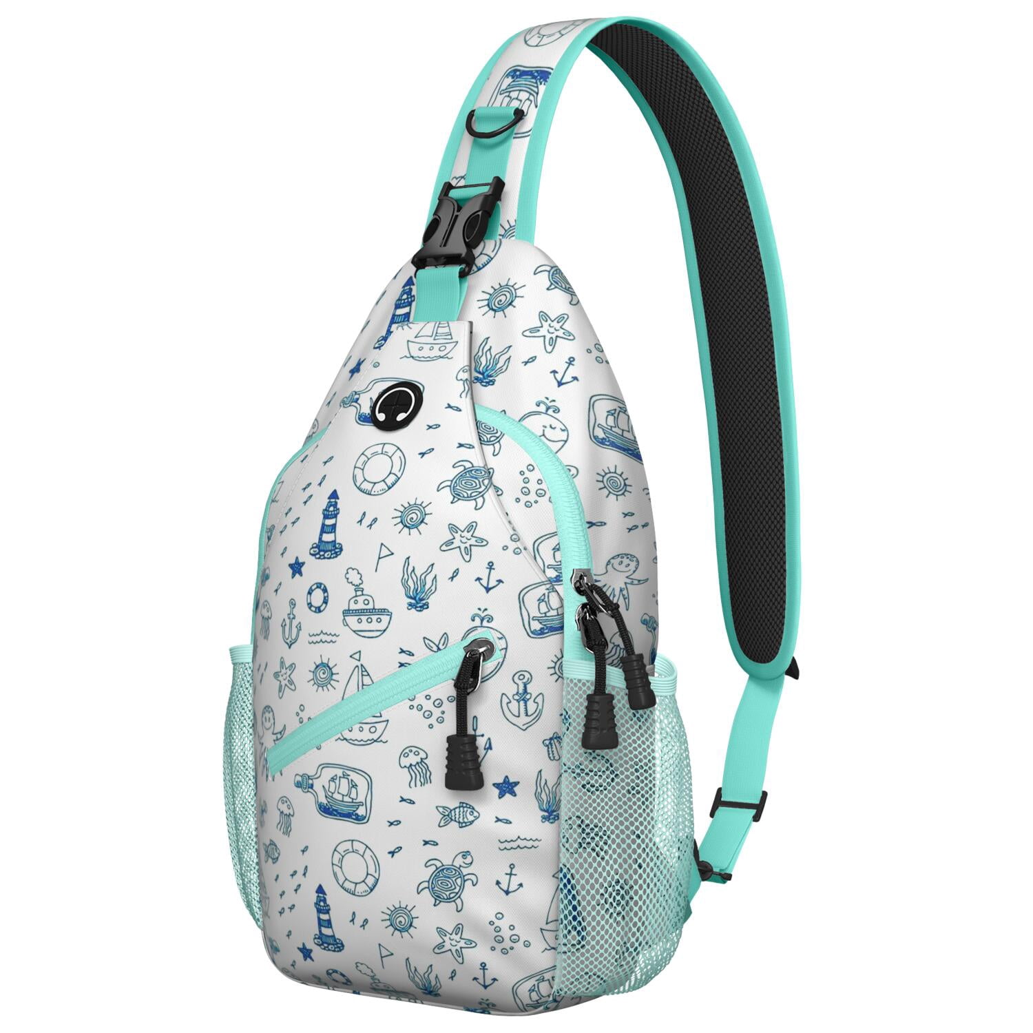 Voyage-Themed Crossbody Bag - Lightweight Sling Backpack with Ship Helm ...