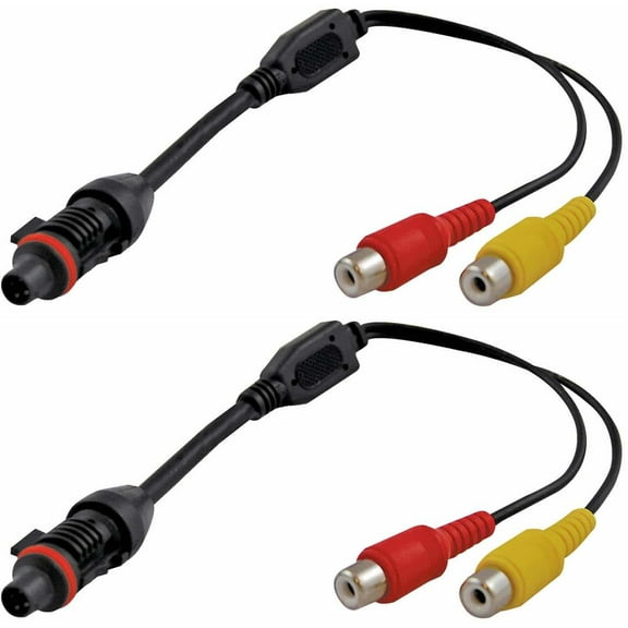 Voyager 1126810 Pack of 2 Audio/Video RCA Camera Connector Adapter Harnesses, Black; 8 Inches Long