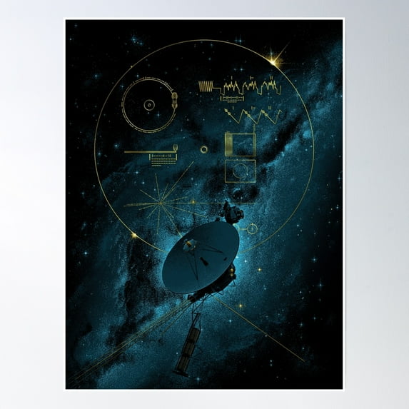 Voyager And The Golden Record Poster Wall Art, Modern Wall Decor, 8x12 UNFRAMED