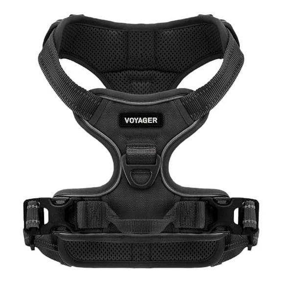 Voyager Dog Harness Dual Leash Attachment No-Pull Control Adjustable Soft but Strong Pet Harness for Medium and Large Dogs with 3M Reflective Technology - Black, M (Chest: 20 - 25")
