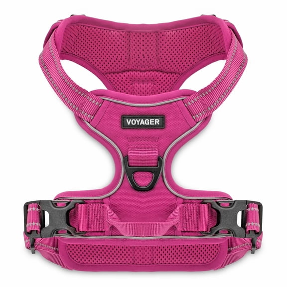 Voyager Dog Harness Dual Leash Attachment No-Pull Control Adjustable Soft But Strong Pet Harness For Medium And Large Dogs With 3M Reflective Technology - Fuchsia, XS (Chest: 13 - 16")