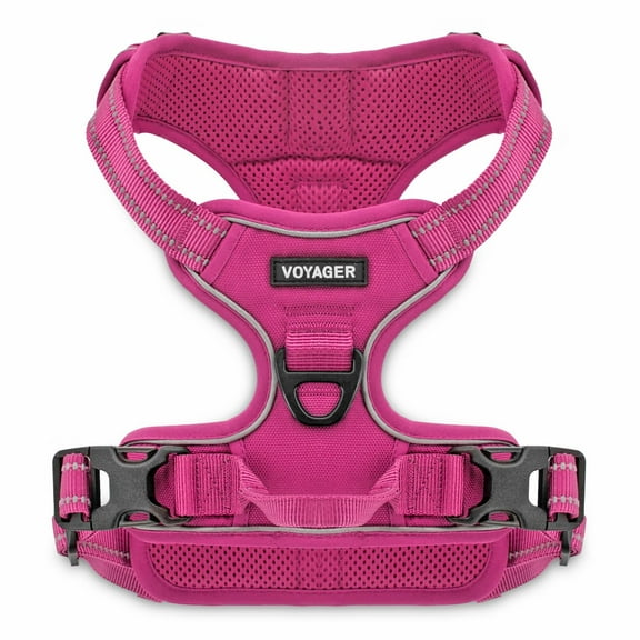 Voyager Dog Harness Dual Leash Attachment No-Pull Control Adjustable Soft But Strong Pet Harness For Medium And Large Dogs With 3M Reflective Technology - Fuchsia, XS (Chest: 13 - 16")