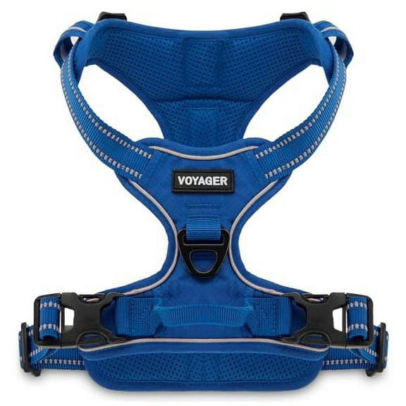 Voyager Dog Harness Dual Leash Attachment No-Pull Control Adjustable Soft but Strong Pet Harness for Medium and Large Dogs with 3M Reflective Technology - Royal Blue Lattice, S (Chest: 16 - 20")
