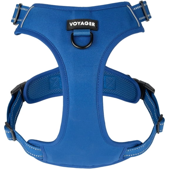 Voyager Dog Harness Dual Leash Attachment No-Pull Control Adjustable Soft but Strong Pet Harness for Medium and Large Dogs with 3M Reflective Technology - Royal Blue Lattice, XS (Chest: 13 - 16")