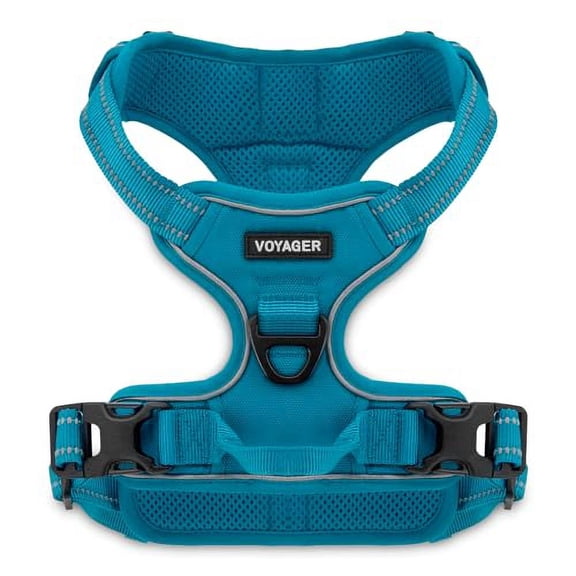 Voyager Dog Harness Dual Leash Attachment No-Pull Control Adjustable Soft but Strong Pet Harness for Medium and Large Dogs with 3M Reflective Technology - Turquoise, M (Chest: 20 - 25")