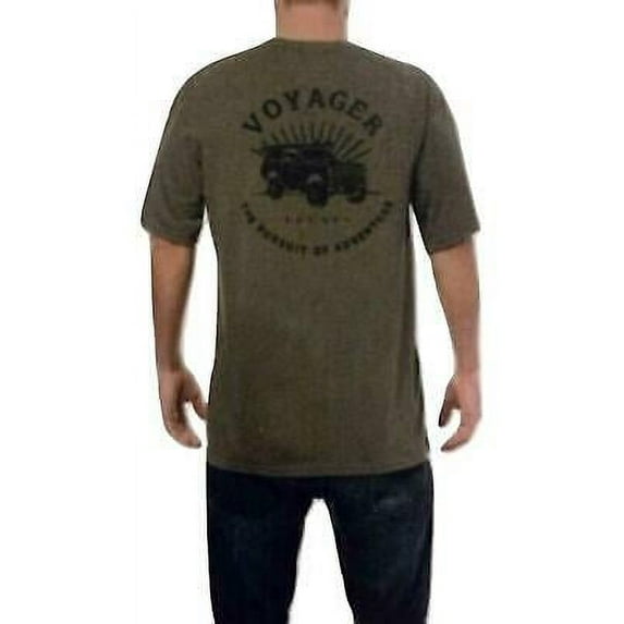 Voyager Men's Cotton Camping Theme T-Shirt Olive Heather Sz XXL
