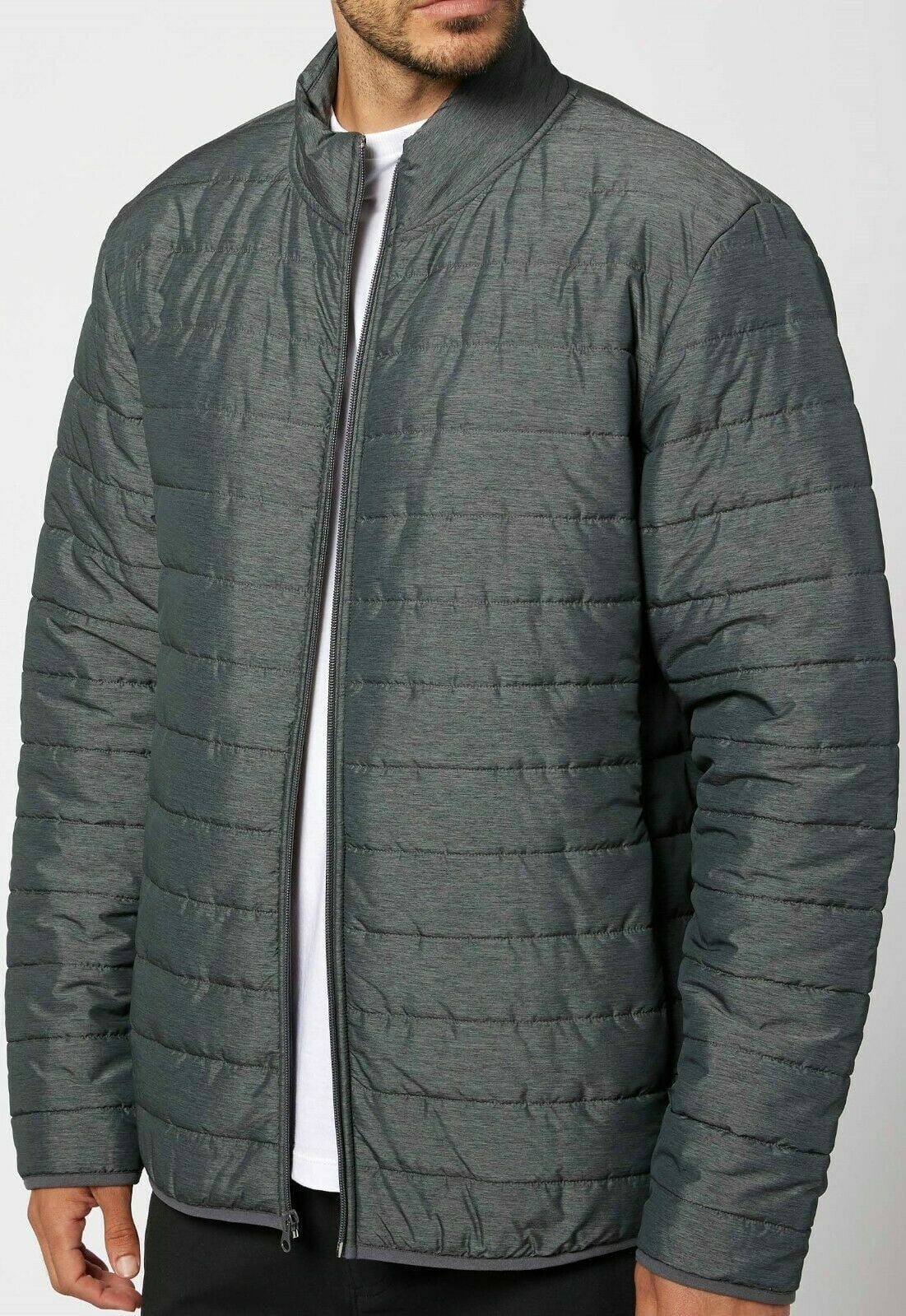 Voyager Men's Polar Fleece Lined Grey Heather Puffer Jacket Size XXL