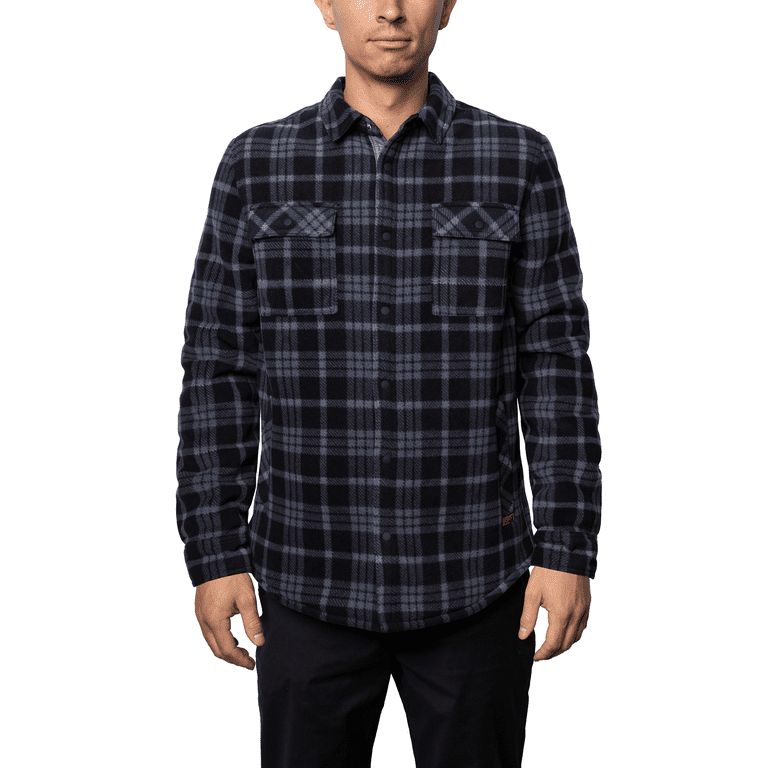 Voyager Men's Polar Fleece Shirt Jacket, Black, XX-Large