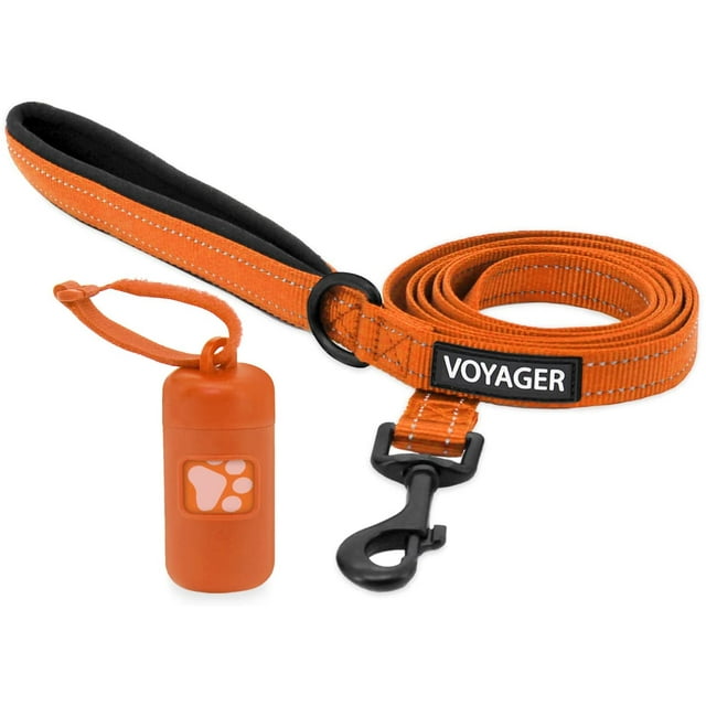 Voyager Reflective Dog Leash with Neoprene Handle 5 FT and Reusable