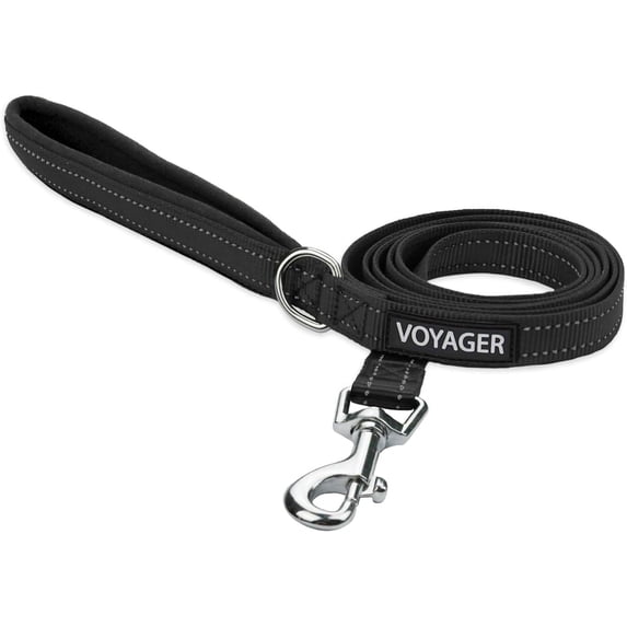 Voyager Reflective Dog Leash with Neoprene Handle, 5ft Long, Supports Small, Medium, and Large Breed Puppies, Cute and Heavy Duty for Walking, Running, and Training, Lime Green, 2pk