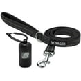 thumbnail image 1 of Voyager Reflective Leash Bag Dispenser Set with Neoprene Handle, 5ft Long, Supports Small, Medium, and Large Breed Puppies, Cute and Heavy Duty for Walking, Running, and Training - Black, M, 1 of 5