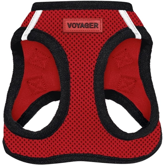 Voyager Step-In Air Dog Harness - All Weather Mesh Step in Vest Harness for Small Dogs by Best Pet Supplies - Red Base, S
