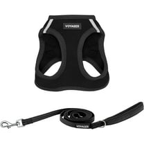 Voyager Step-In Air All Weather Mesh Harness & Reflective Dog Leash Combo w/ Neoprene Handle 5ft , For Small to Large Breed Dogs Cute & Heavy Duty, Best Pet Supplies- Black Black Trim, S