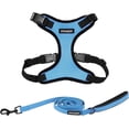 thumbnail image 1 of Voyager Step-In Lock Dog Harness & Reflective Leash Set w/ Neoprene Handle 6ft - For Small to Large Breed Dogs/ Cats, Cute & Heavy-Duty for Walking, Running & Training - Baby Blue Black Trim, L, 1 of 9