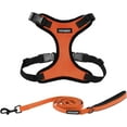 thumbnail image 1 of Voyager Step-In Lock Dog Harness & Reflective Leash Set w/ Neoprene Handle 6ft - For Small to Large Breed Dogs/ Cats, Cute & Heavy-Duty for Walking, Running & Training - Orange Black Trim, S, 1 of 9