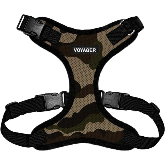 Voyager Step-In Lock Pet Harness - All Weather Mesh, Adjustable Step In Harness for Cats and Dogs - Army/Black Trim, L