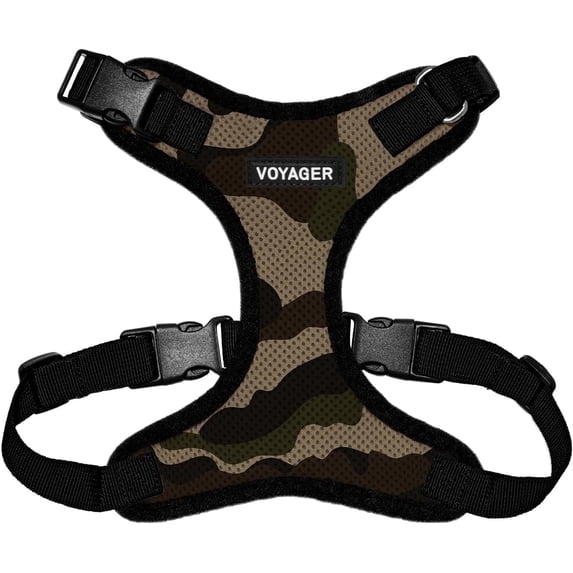 Voyager Step-In Lock Pet Harness - All Weather Mesh, Adjustable Step In Harness for Cats and Dogs - Army/Black Trim, S