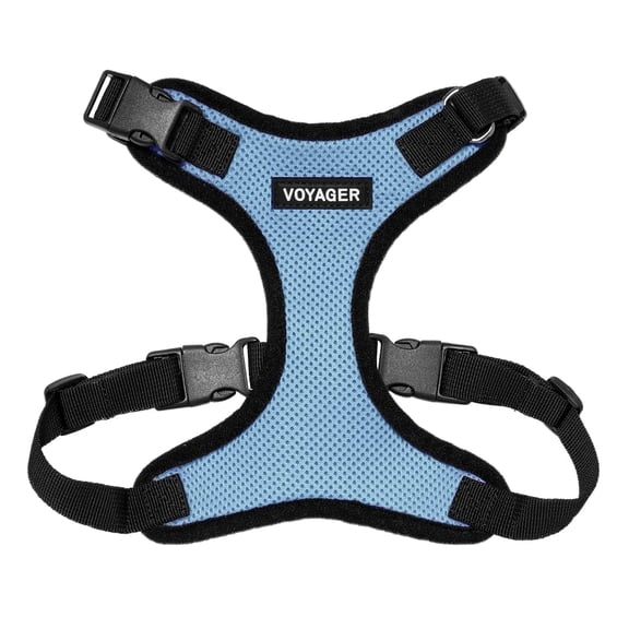Voyager Step-In Lock Pet Harness - All Weather Mesh, Adjustable Step In Harness for Cats and Dogs by Best Pet Supplies - Baby Blue/Black Trim, M