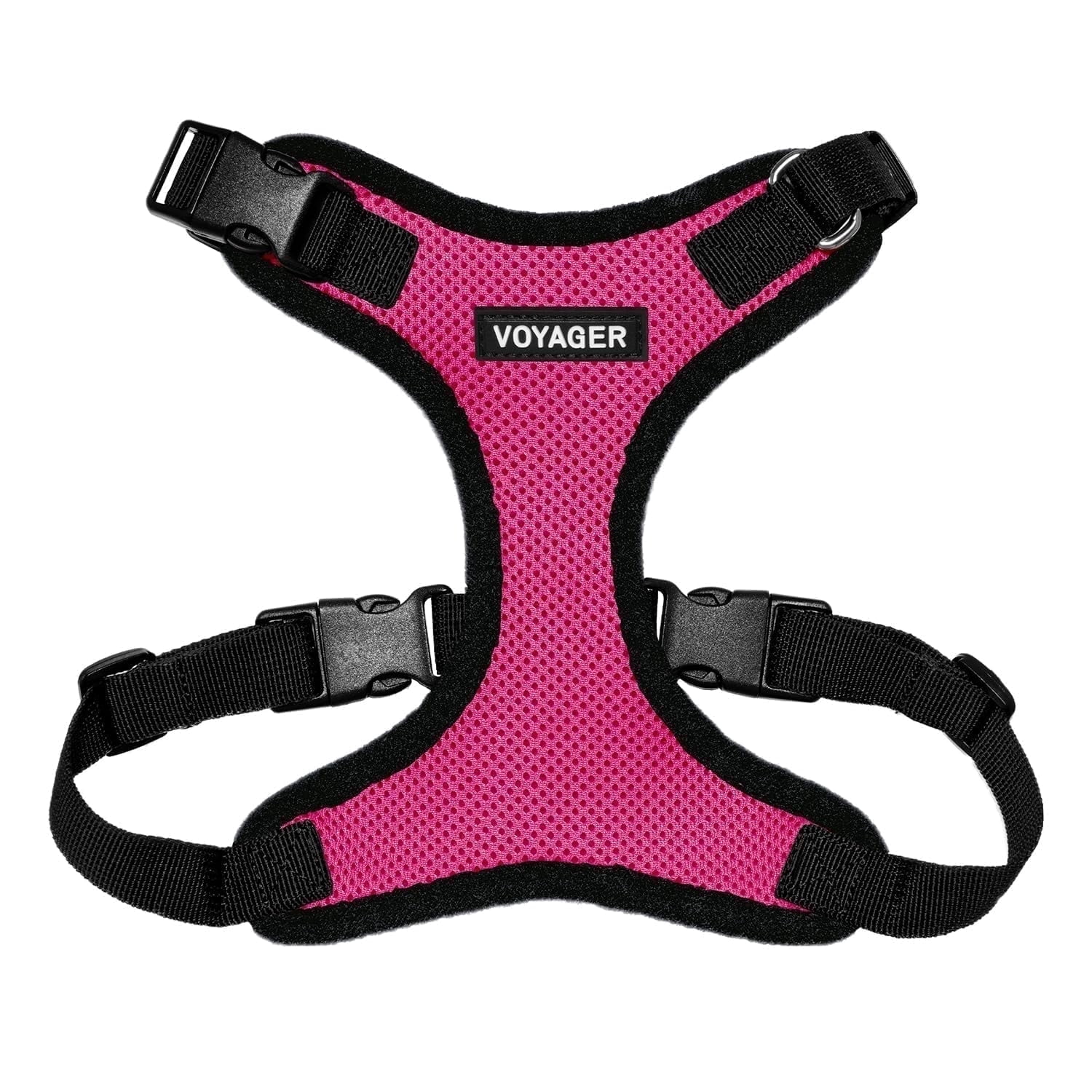 Voyager Step-In Lock Pet Harness - All Weather Mesh, Adjustable Step In Harness for Cats and Dogs by Best Pet Supplies - Fuchsia/Black Trim, S