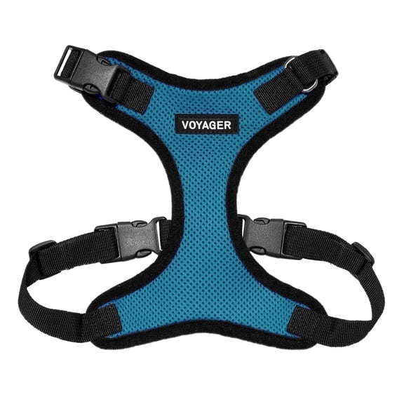 Voyager Step-In Lock Pet Harness - All Weather Mesh, Adjustable Step In Harness for Cats and Dogs by Best Pet Supplies - Turquoise/Black Trim, M