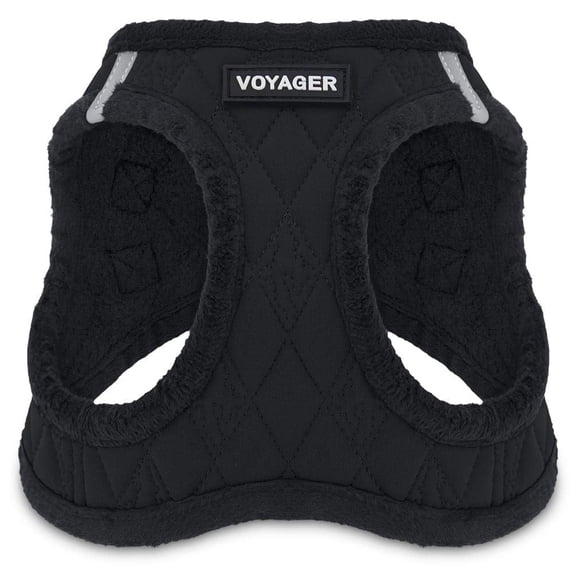 Voyager Step-In Plush Dog Harness – Soft Plush, Step In Vest Harness for Small and Medium Dogs by Best Pet Supplies - Black Plush, M (Chest: 16 - 18")