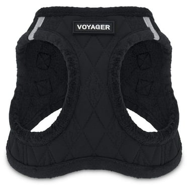 Voyager Step-In Plush Dog Harness – Soft Plush, Step In Vest Harness for Small and Medium Dogs by Best Pet Supplies - Black Plush, M (Chest: 16 - 18")