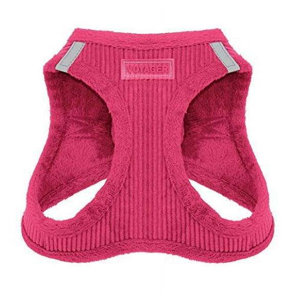 Voyager Step-In Plush Dog Harness – Soft Plush, Step In Vest Harness for Small and Medium Dogs by Best Pet Supplies - Fuchsia Corduroy, XS (Chest: 13 - 14.5")