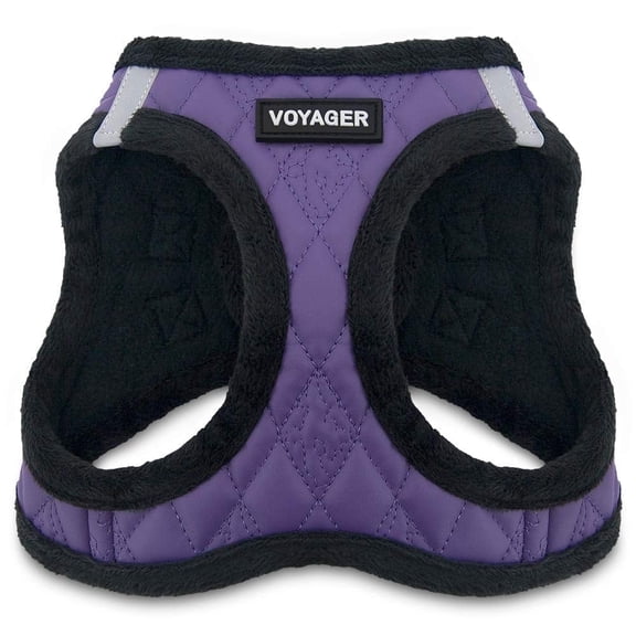 Voyager Step-In Plush Dog Harness – Soft Plush, Step In Vest Harness for Small and Medium Dogs by Best Pet Supplies - Harness (Purple Faux Leather), L (Chest: 18 - 20.5")