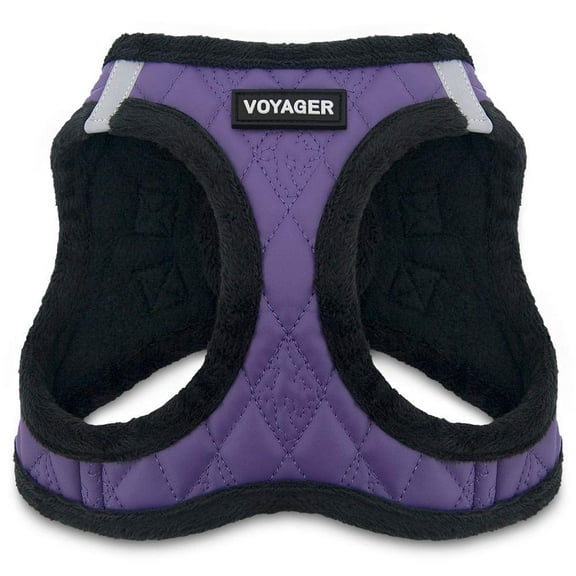 Voyager Step-In Plush Dog Harness – Soft Plush, Step In Vest Harness for Small and Medium Dogs by Best Pet Supplies - Harness (Purple Faux Leather), L (Chest: 18 - 20.5")