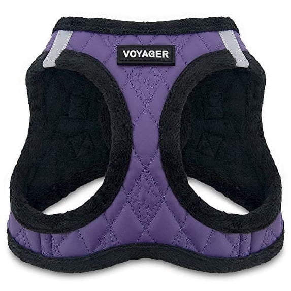 Voyager Step-In Plush Dog Harness – Soft Plush, Step In Vest Harness for Small and Medium Dogs by Best Pet Supplies - Harness (Purple Faux Leather), XS (Chest: 13 - 14.5")