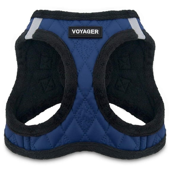 Voyager Step-In Plush Dog Harness – Soft Plush, Step In Vest Harness for Small and Medium Dogs by Best Pet Supplies - Harness (Royal Blue Faux Leather), M (Chest: 16 - 18")