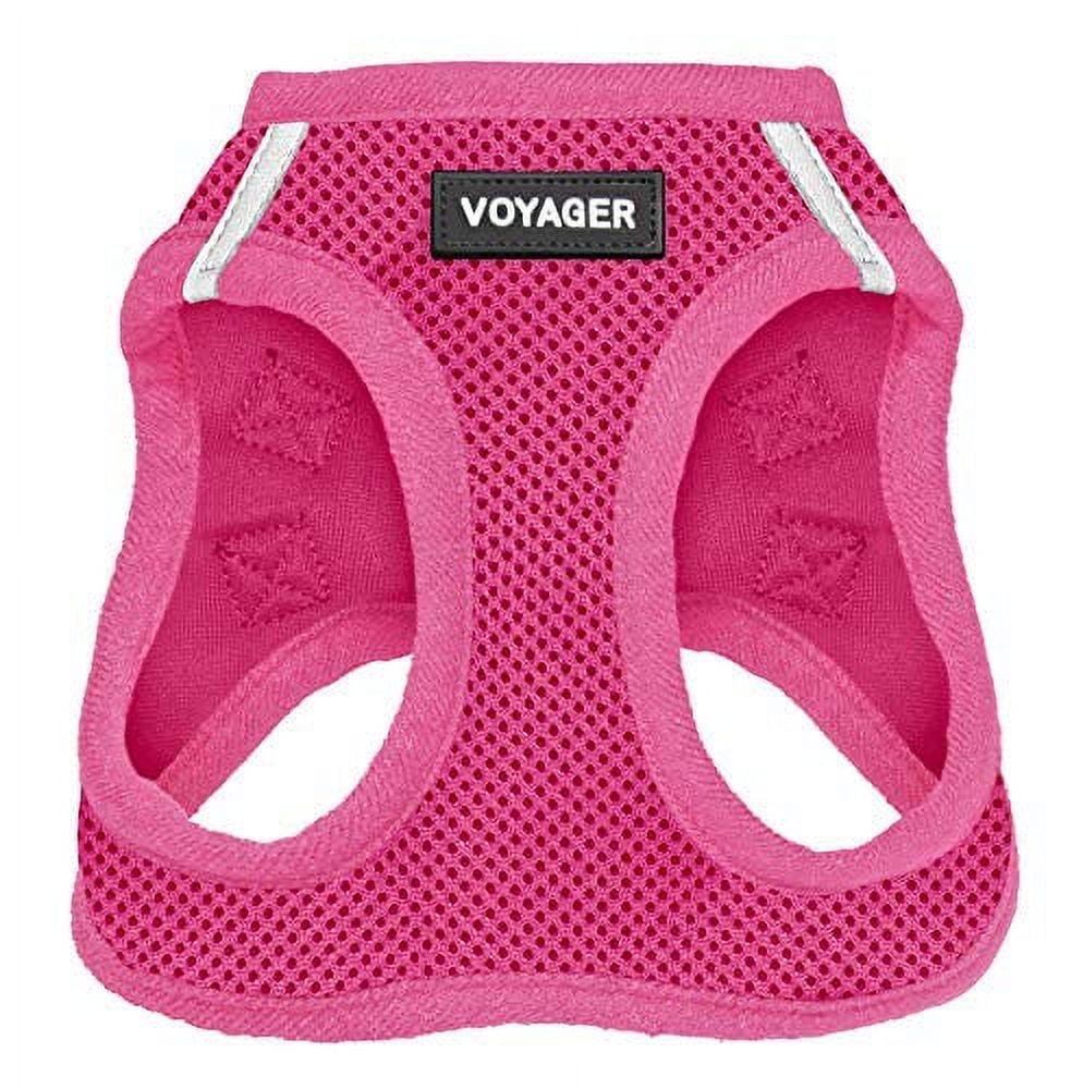 Fuchsia Reflective Mesh Step-In Dog Harness for Medium Pets